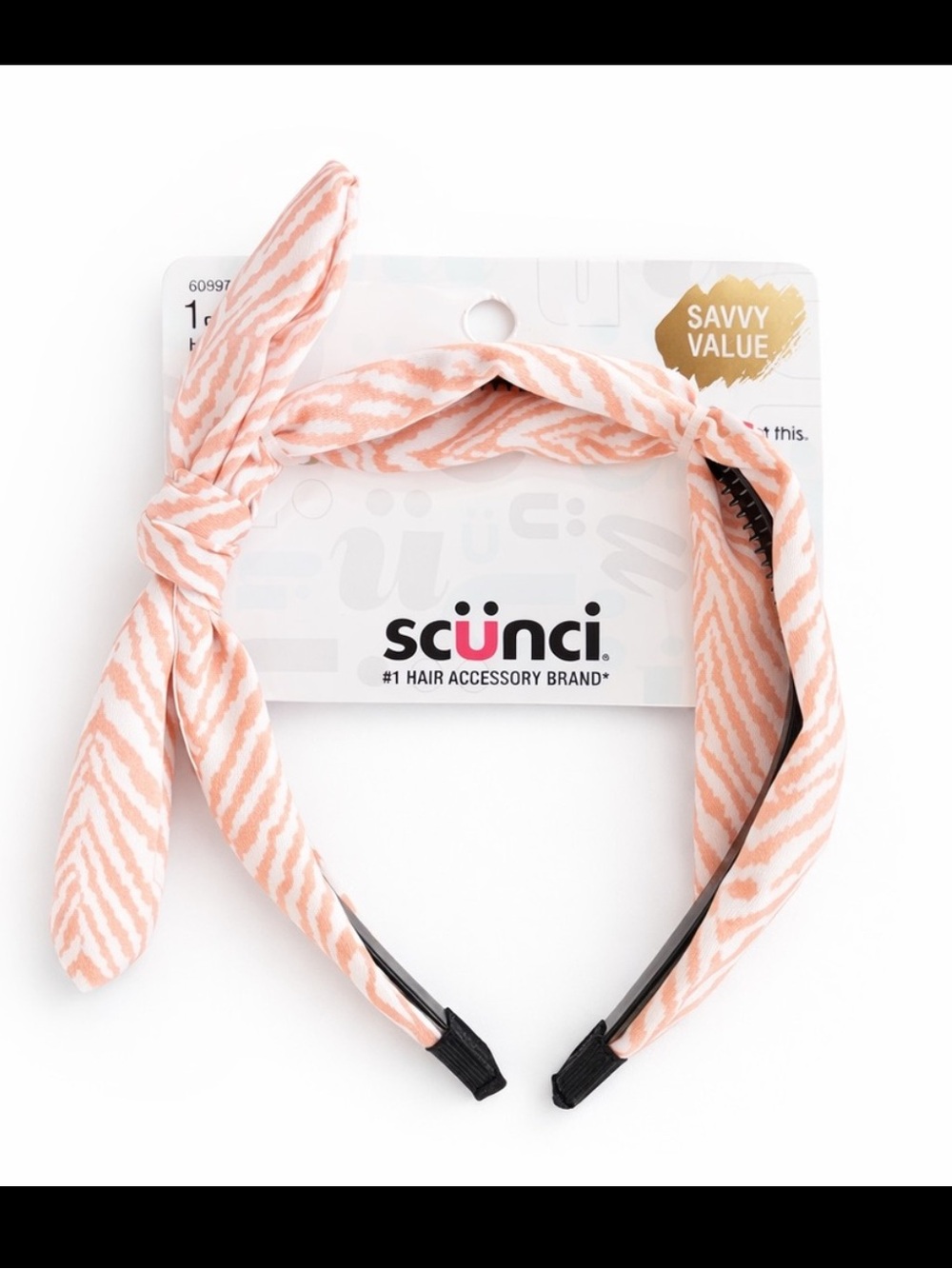 Scunci Peach Zebra Print Headband 🦓🩷